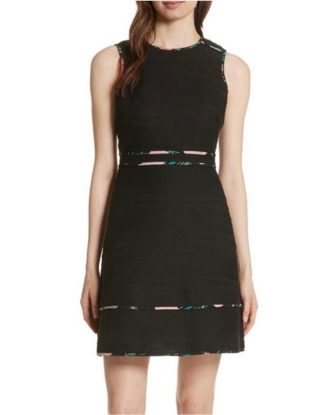 Kate Spade New York Blossom Trim Tweed Dress Size 6 Black Floral EUC - Picture 3 of 11